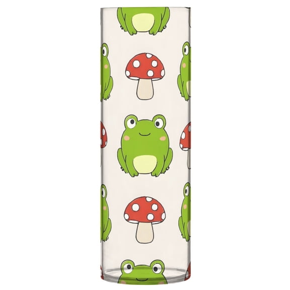 Mushroom Frog Pattern Vase Flower Vase Clear Unbreakable Plastic Tall Decorative 11.8in