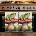 thumbnail image 1 of Mushroom Frogs Kitchen Towels Set of 3, Spring Floral Green Botanical Rustic Absorbent Dish Towels for Kitchen, Microfiber Hand Towel, Quick Drying Tea Towel for Cleaning Decorative Dishcloths, 1 of 7