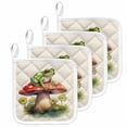 thumbnail image 1 of Mushroom Frogs Pot Holders for Kitchen Heatproof Potholder, 4 Pack Spring Floral Green Botanical Rustic Hot Pads Multipurpose Oven Pads Cloth Potholders Trivet for Cooking and Baking, 1 of 8