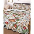 thumbnail image 1 of Mushroom Full Size Down Alternative Comforter, Lightweight Comforter Quilt Bedding Set with Pillow Shams Pastoral Summer Botanical Watercolor Vintage All Seasons Bed Comforter Duvet Insert 78"x90", 1 of 7