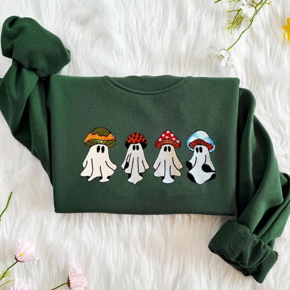 Mushroom Ghosts Embroidered Sweatshirt