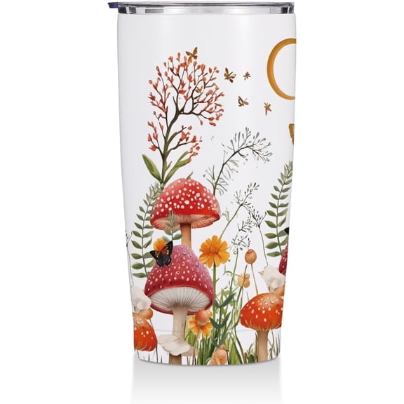 Mushroom Gifts 20 oz Tumbler, Butterfly Stainless Steel Insulated Water Bottle, Mushrooms Themed Insulated Travel Coffee Mugs, Mushroom Lover Gifts for Women Girls Mom Christmas Birthday Present