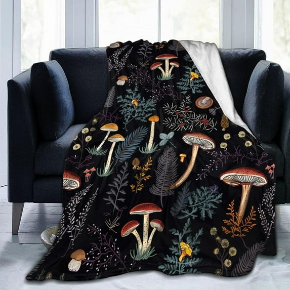 Mushroom Gifts Blanket 80"X60" Bed Throw Blanket Soft Lightweight Cozy Warm Blankets for Kids Teens Men Women