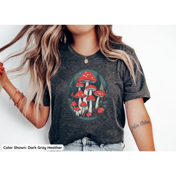 Mushroom Goblincore T-Shirt, Mushroom Forestcore Top, Cottagecore Shirt, Red Mushroom Shirt, Earthy Aesthetic Top, Botanical Tee All Size S-5Xl