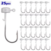 Mushroom Head Ned Rig Shroom Jig Hooks Kit for Soft Lures, 1/6oz (25-Pack)
