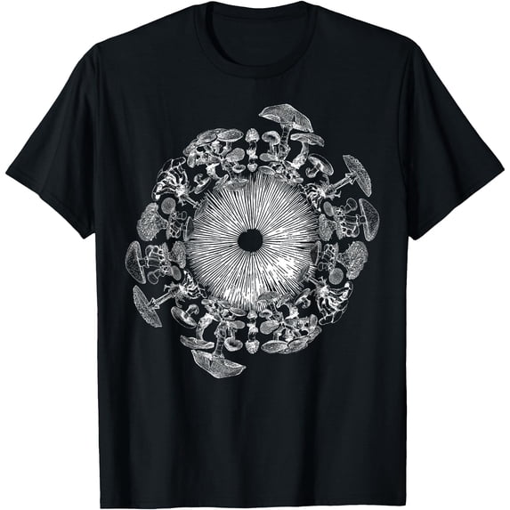 Mushroom Iris Mycology Foraging Mycologist Spore Print Unisex T-Shirt for Men Women Kids Toddler,Black Color,Size 5/6