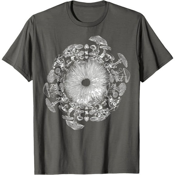 Mushroom Iris Mycology Foraging Mycologist Spore Print Unisex T-Shirt for Men Women Kids Toddler,Charcoal Color,Size 2XL