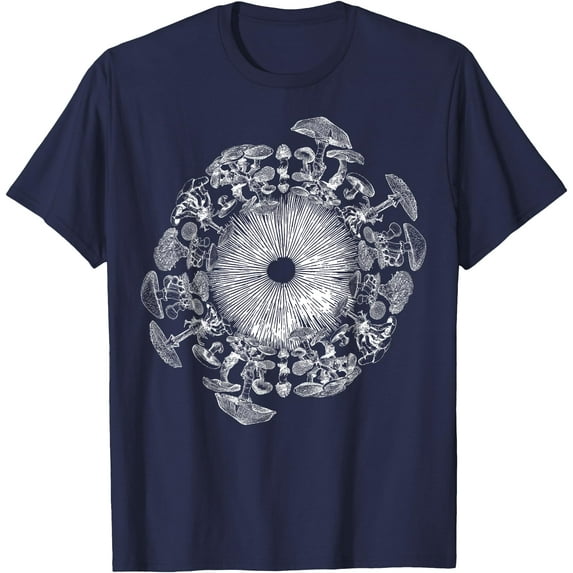 Mushroom Iris Mycology Foraging Mycologist Spore Print Unisex T-Shirt for Men Women Kids Toddler,Navy Color,Size M