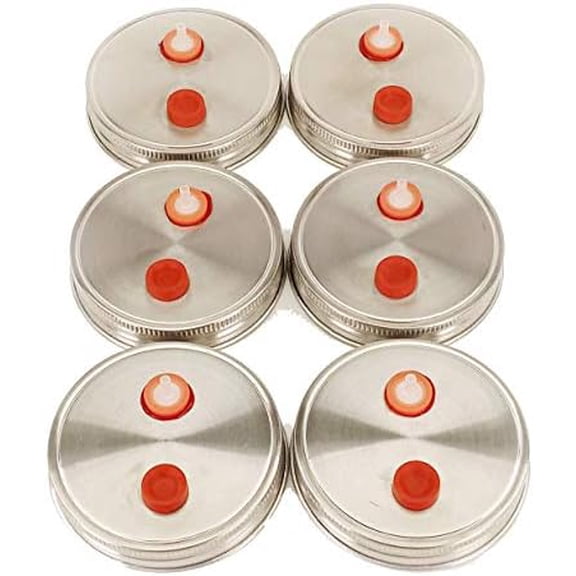 Mushroom Jar Lid for Liquid Culture Stainless Steel Metal Wide Mouth (6 Pack)$$Home Decor, Kitchen, & Other