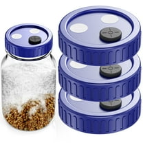 Mushroom Jar Liquid Culture Lid Food Grade Plastic Grain Spawn Cultivation Regular Mouth Mason Jar Lid with PTFE Filter & Self Healing(70mm Blue,3pcs)