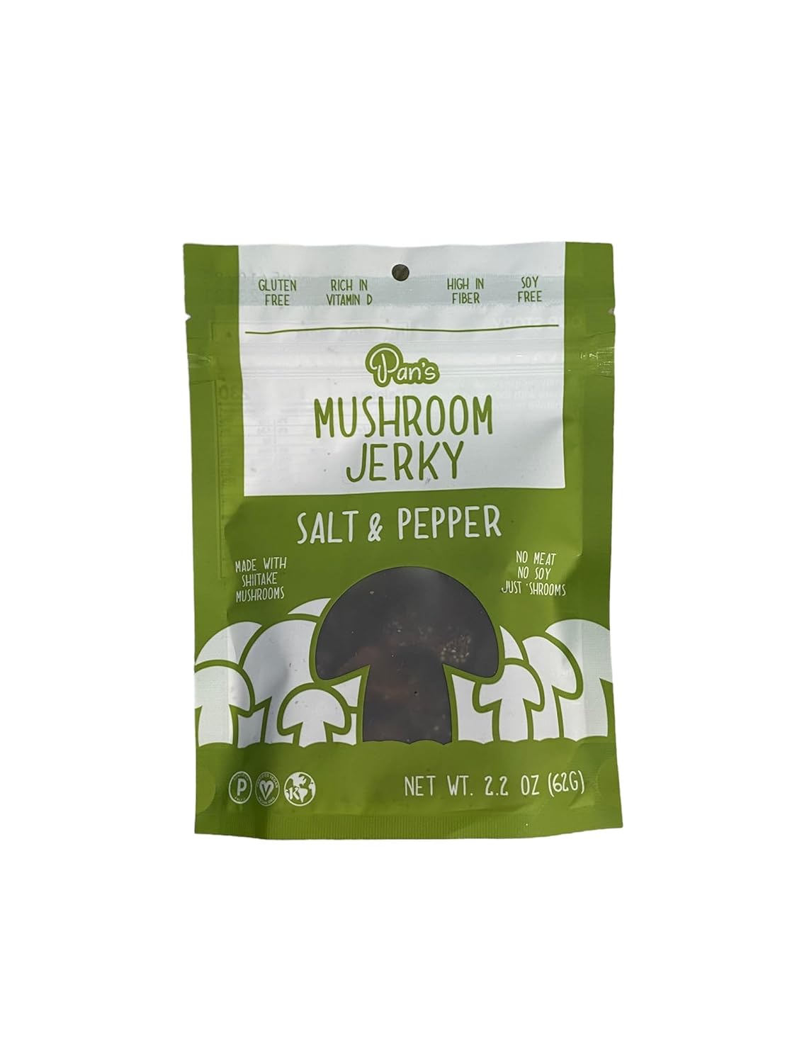 Mushroom Jerky Sea Salt & Pepper. Gluten . High Fiber. No Meat. Vegan