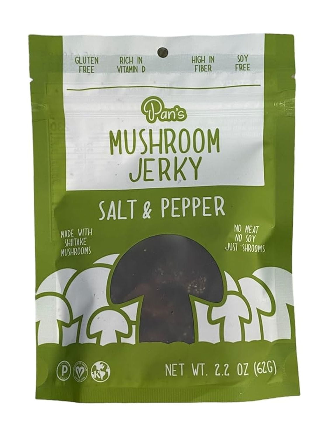 Mushroom Jerky Sea Salt & Pepper. Gluten . High Fiber. No Meat. Vegan