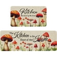 thumbnail image 1 of Mushroom Kitchen Rug Sets 2 Piece Farmhouse Kitchen Mats for Floor Non Slip Washable Thin Kitchen Area Rug Floor Mat Waterproof Hallway Laundry Room Runner Rug, 1 of 6