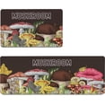 thumbnail image 1 of Mushroom Kitchen Rugs Set of 2 Anti-Fatigue 2/5 Inch Thick Black Modern Kitchen Floor Mats Memory Foam Non Slip Waterproof Comfort Standing PVC Mat Decor for Sink Laundry 17.3 x 28+17.3 x 47 Inches, 1 of 1