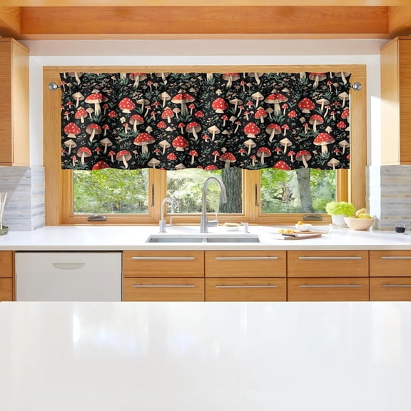 Mushroom Kitchen Valances for Funny Window Over Sink Ideas Decor for Kitchen Bedroom Bathroom Small Window Drapes