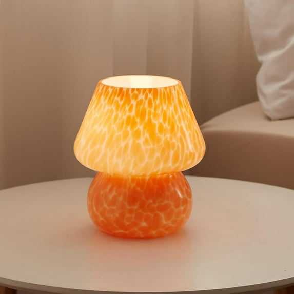 Mushroom Lamp Table Desk Bedside Lamp, Mushroom Decor Nightstand Small Table Lamps for Bedroom Night Stands,Cute Mini Modern Mid Century Lamps Dimmable, Aesthetic Home Decor(Flame Orange)