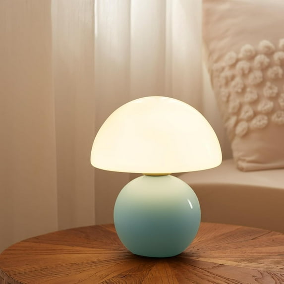 Mushroom Lamp Table Desk Bedside Lamp, Mushroom Decor Nightstand Small Table Lamps for Bedroom Night Stands,Cute Mini Modern Mid Century Lamps Dimmable,Unique Aesthetic Home Decor(Blue)