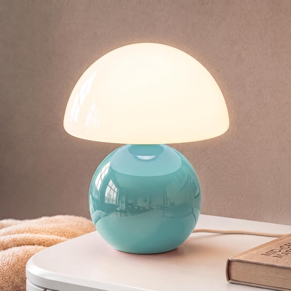 Mushroom Lamp Table Lamp for Bedroom,Desk Bedside Small Lamps for Living Room Night Stands,Mushroom Decor Cute Mini Modern Mid Century Lamps,Unique Aesthetic Home Living Room Decor(Blue)