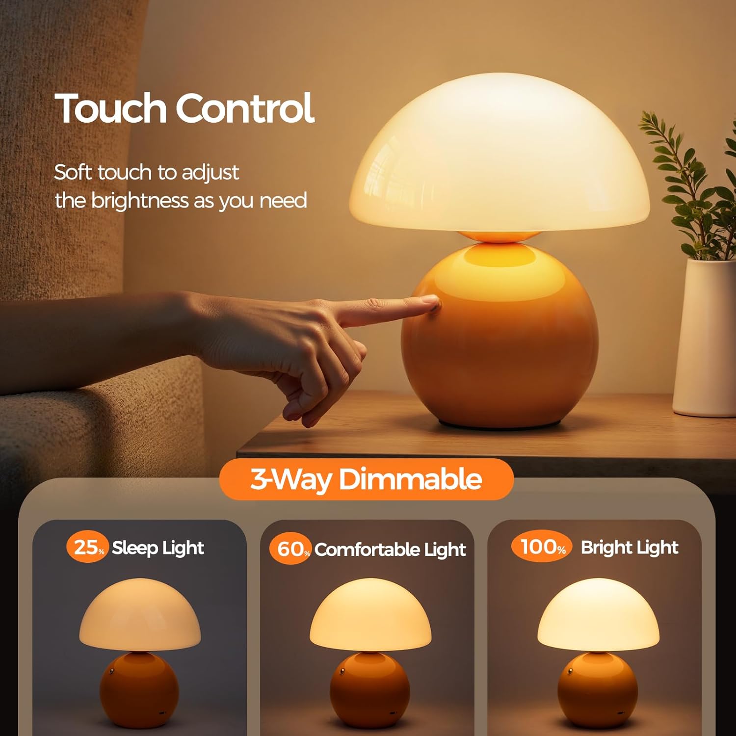 NIORSUN Portables Cordless Table Lamp Set of 2, Battery Operated Lamp