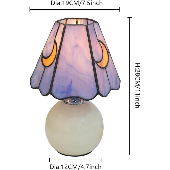Mushroom Lamp Tiffany Lamp Stained Glass Table Lamp Moon Cute Small Bedside Lamps for Living Room Home Decor, Aesthetic Home Living Room Decor Girls Women Birthday Day Gift,Pink Blue