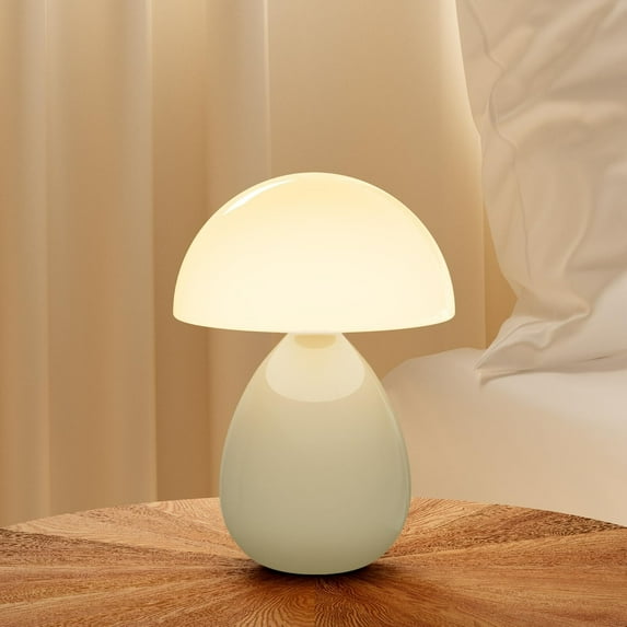 Mushroom Lamp Vintage Bedside Table Lamp  Glass Mushroom Decor Nightstand Lamp with 3 Color Temps, Cute Retro Small Desk Lamp for Bedroom Office, Mid Century Modern Aesthetic Home Deco Gift