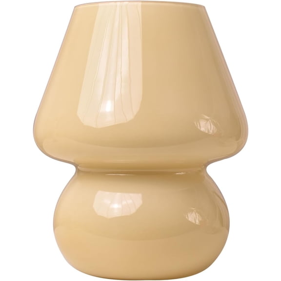 Mushroom Lamp,Vintage Glass Mushroom Bedside Table Lamps Yellow Murano Style Small Nightstand Desk lamp for Home Decor (Bright Yellow)