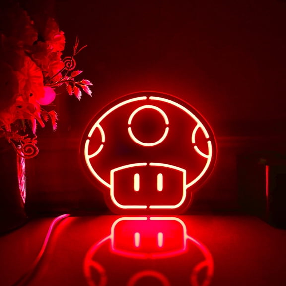 Mushroom Led Light Box, Dimmable Neon-Like Light Signs USB Power for Wall Decor Bedroom Decoration, RGB Light (WxH) 11"x10"