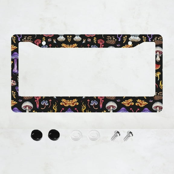 Mushroom License Plate Frame Funny Dragonfly License Plate Frame Car Aluminum Accessories Cars Decor with 2 Holes and Screws Fits Standard US Vehicles Size 12x6 inch