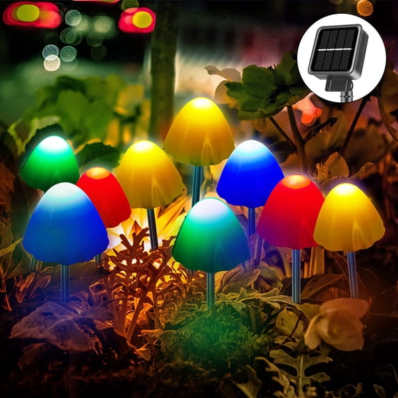 Mushroom Lights Outdoor Solar Garden Lights Decor 25 Feet 12 LED 8 Modes Waterproof Mini Mushroom String Lights