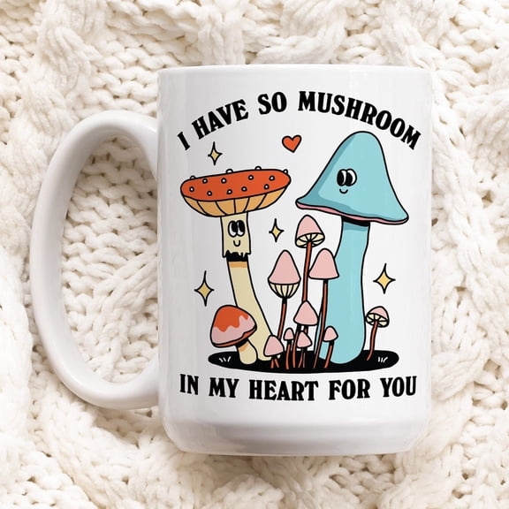 Mushroom Love Mug, Cute Couples Anniversary Cup, Mushroom Lover Gift, Cute Valentines Anniversary Gift Idea, Cottagecore Mushroom Gift