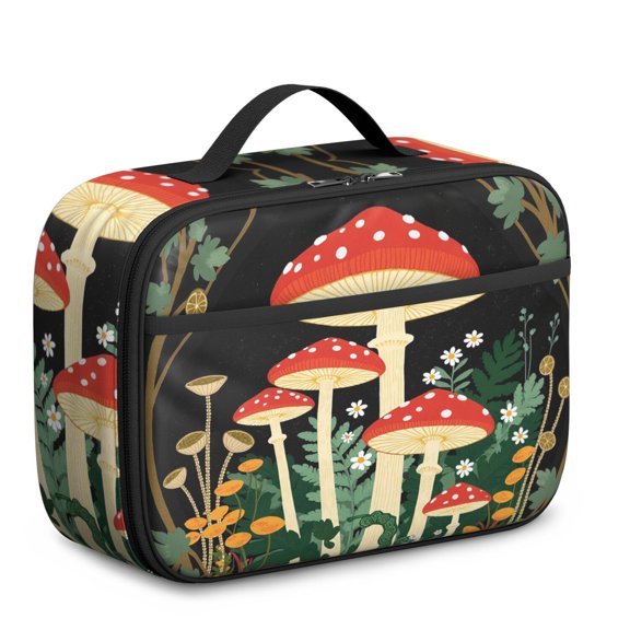 Mushroom Lunch Bag for School Reusable Thermal Lunch Carrier for Women Men Meal Containers with Exterior & Interior Pockets Collection