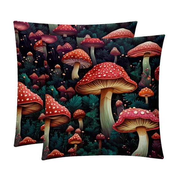 Mushroom Luxurious Velvet Pillow of 2,for Bed Pillow Covers and Throw Pillows - Available in 16x16, 18x18, and 20x20 Inches with Unique Patterns for Various Occasions