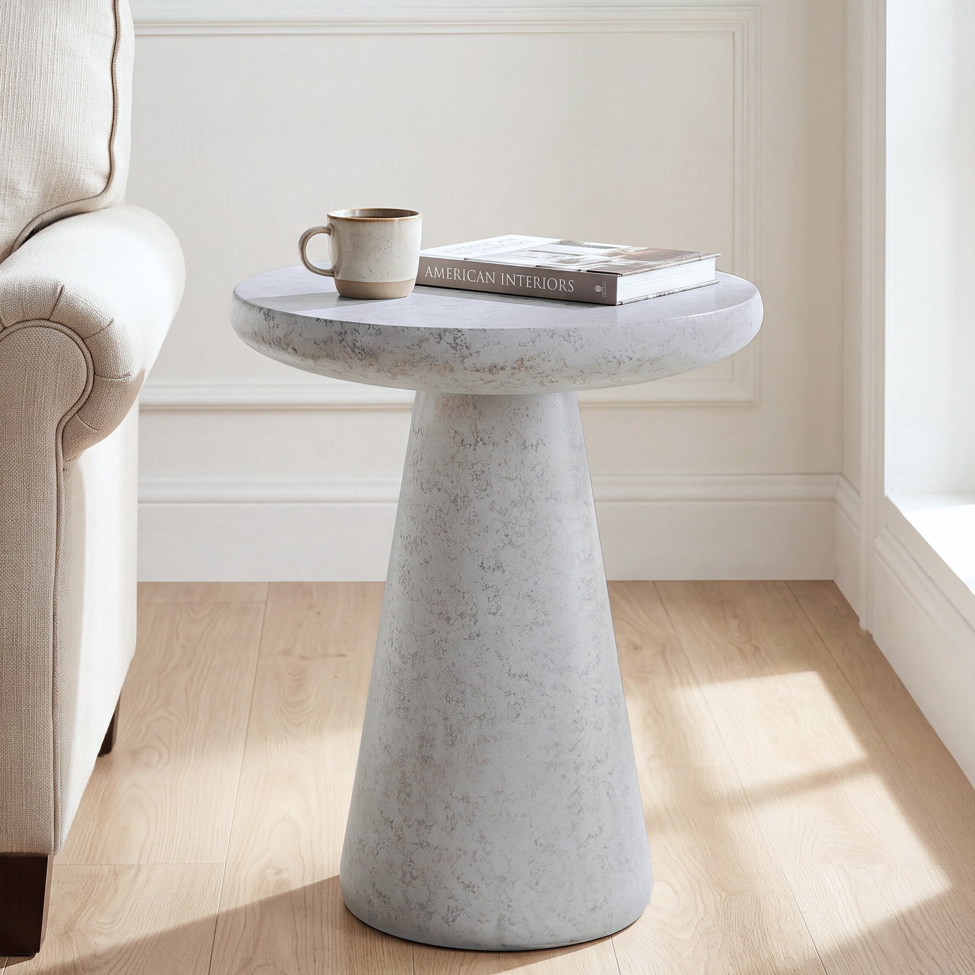Mushroom MGO Side Table – Durable Construction, Compact Design, Cloud Ceramic White