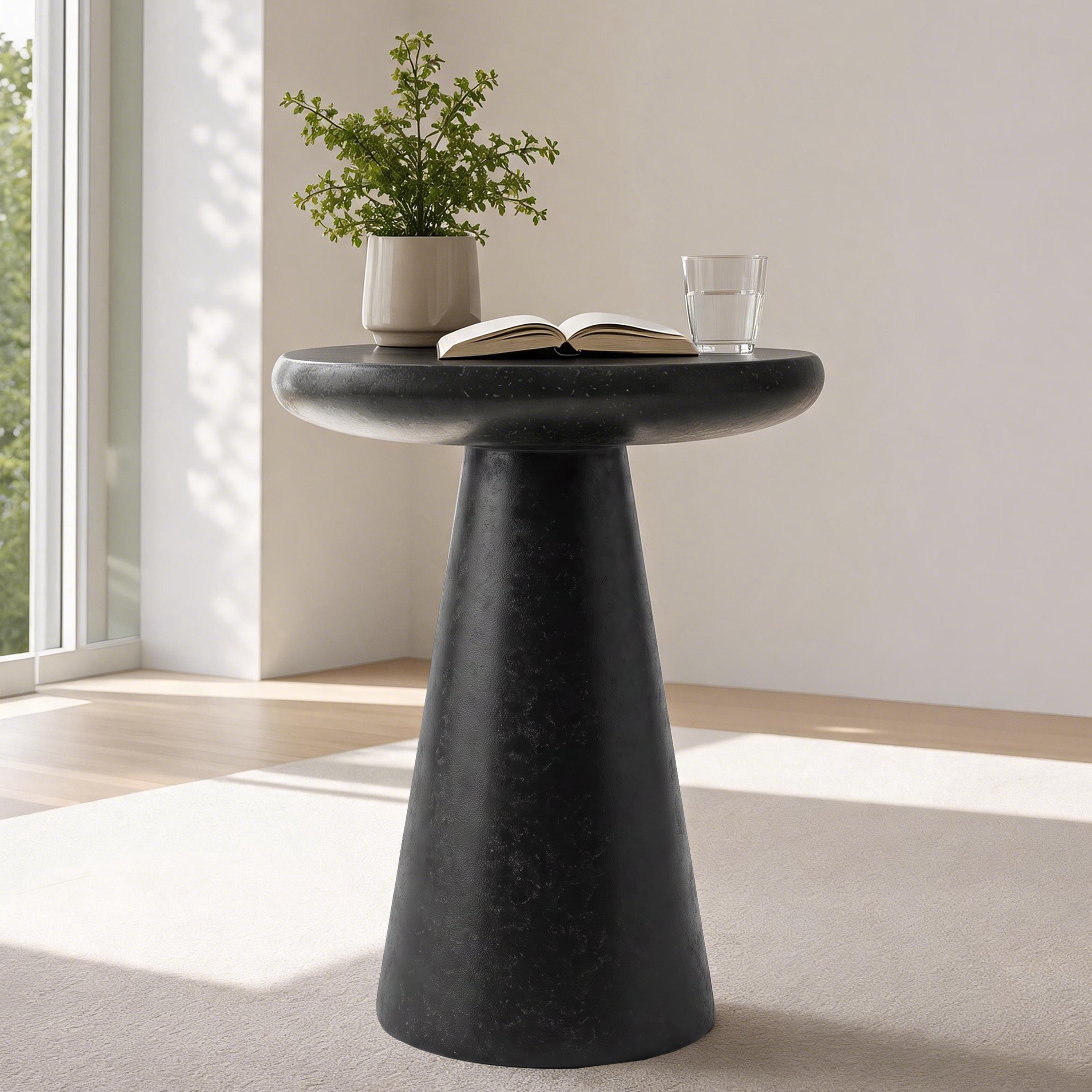 Mushroom MGO Side Table – Durable Construction, Compact Design, Gloss Ceramic Black