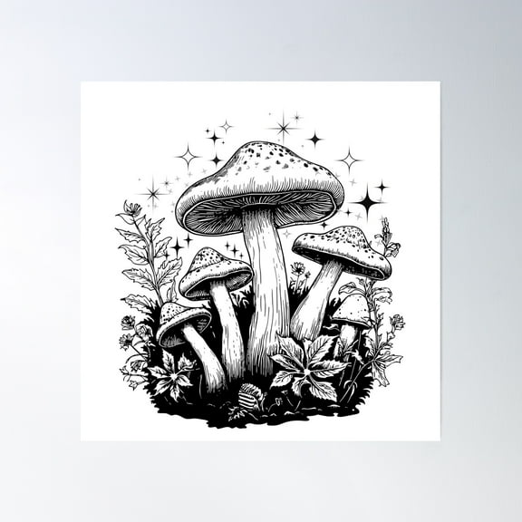Mushroom Magic Poster Wall Art, Modern Wall Decor, 16x16 UNFRAMED
