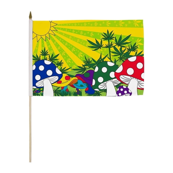Mushroom Marijuana 12x18in Stick Flag