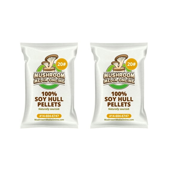 Mushroom Media Online 100% Soy Hull Pellets - Growth Substrate (40lbs); 2 x 20 Pound Bags