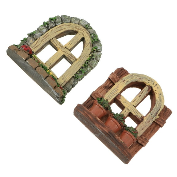2pcs Miniature Fairy Gnome Home Door Window Accessories Landscape Tank Aquarium Ornament