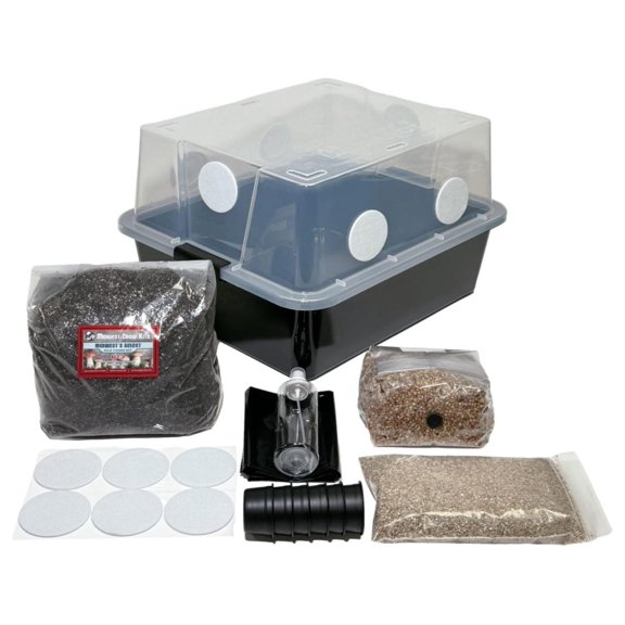 Mushroom Monotub Grow Kit | Complete Mushroom Grow Kit | for Dung-Loving Mushrooms | Includes sterilized Grain Bag, Bulk Substrate, Vermiculite, Filters & More! Just add Spores