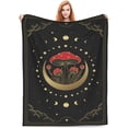 thumbnail image 1 of Mushroom Moon Alchemy Astrology Blanket Dark Boho Tarot Mushroom Gifts for Women Men Soft Warm Flannel Throw Blanket for Bed Home Sofa Valentine Day Decor 60"X50", 1 of 6