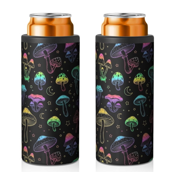 Bdd Pattern Mushroom and Moon Black Pattern 12oz Can Cooler 1 Pack, Vacuum ...