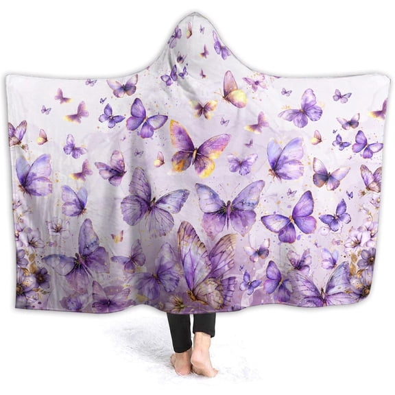 Mushroom Moth Hooded Blanket Wearable Hooded Blanket Cover Blanket Shawl Warm Robe Shawl Blanket Is Perfect For Bed And Couch Travel And Also A Great Surprise For The Holidays 60"x80" For Adults