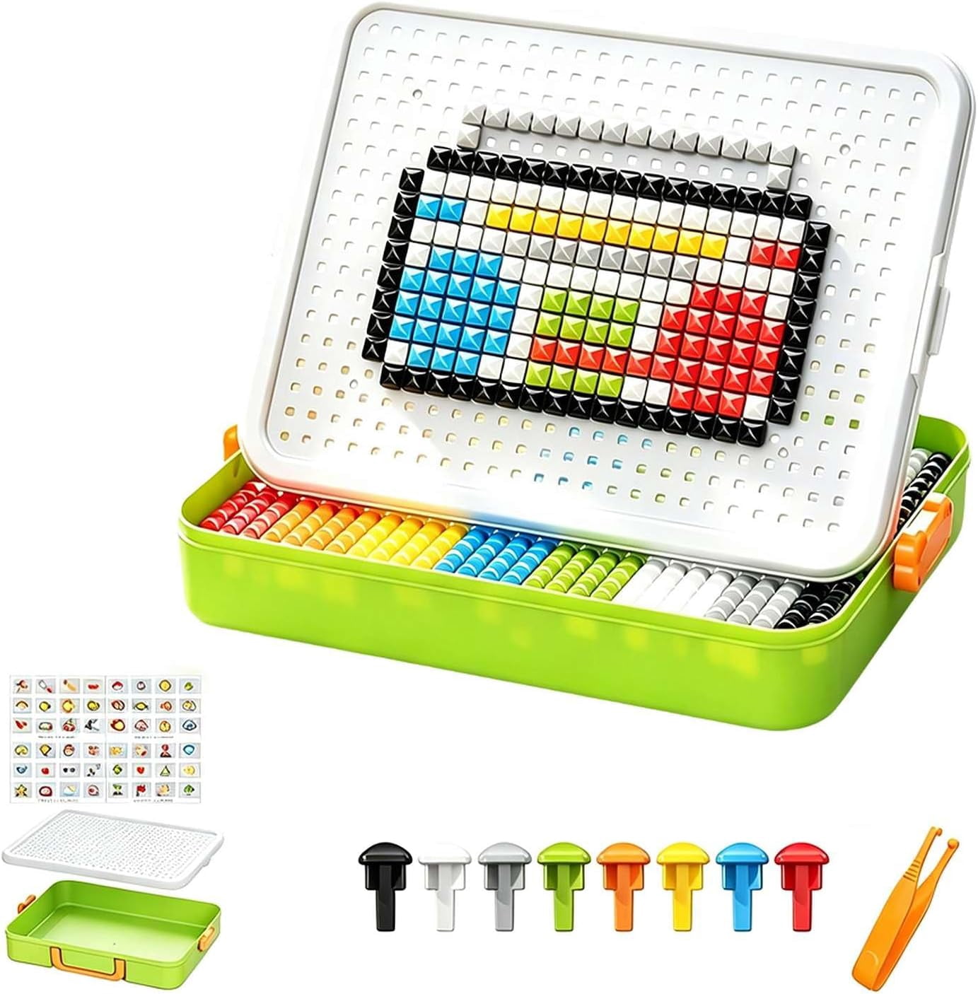Brain Set Mushroom Nails Pegboard, 480 Pcs Colorful Building Pegs with Pattern ...