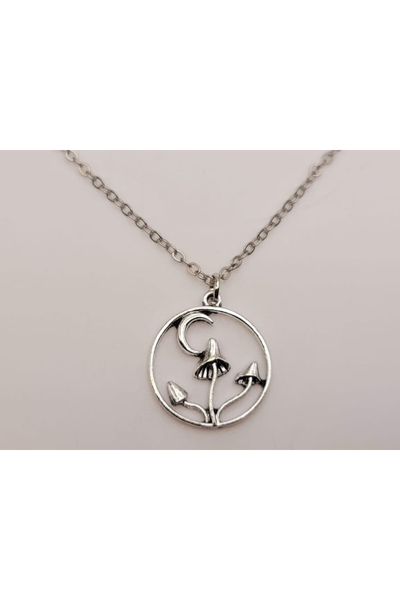 Mushroom Necklace for Women, Boho Jewelry for Gift, Silver Mushroom Pendant, Hippie Jewelry,
