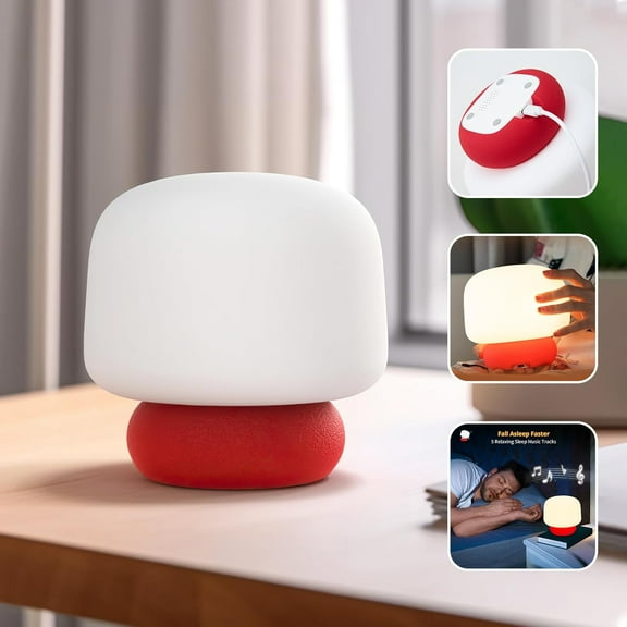 Mushroom Night Light for Baby, Kids, Toddlers, Boys & Girls Soft Touch Lamp with Warm Light, Timer, Dimmable, Portable Ideal for Nightstand, Bedroom, Nursery, Kitchen Table,Breastfeeding Light