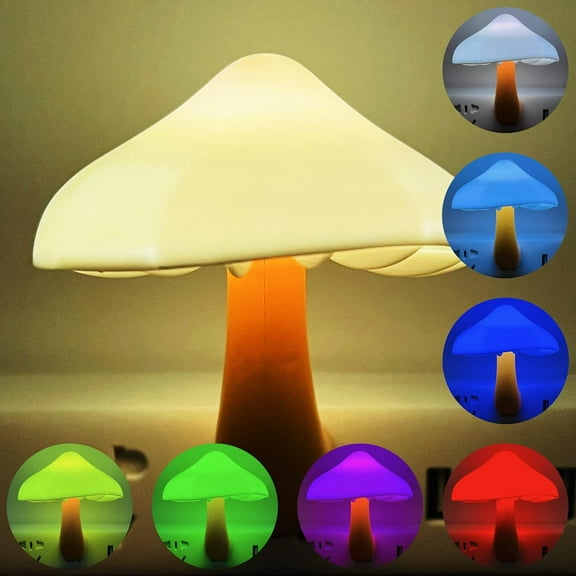 Mushroom Night Light, Plug-in Night Light with Auto Light Sensor, RGB LED Night Light, Wall Based Mushroom Lamp, Nursery Night Light for Kids Room, Bathroom, Bedroom, Kitchen, Hallway and Stairs