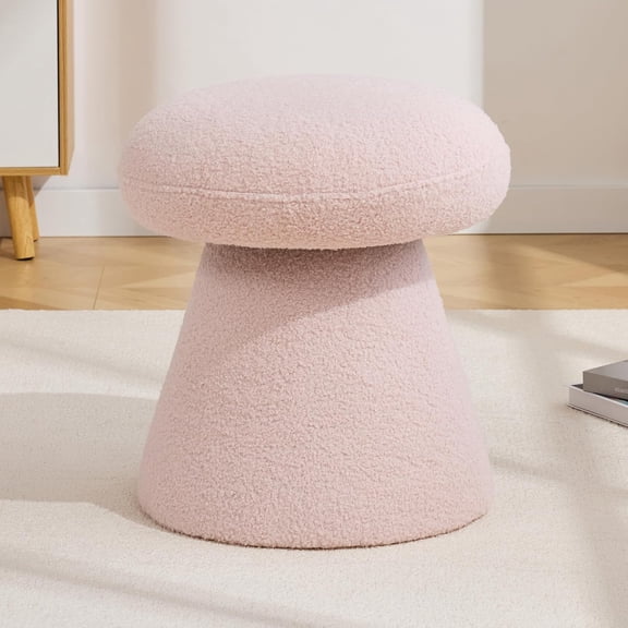 Mushroom Ottoman Foot Rest Pouf Ottoman with 360 Rotation, Footstool for Makeup Room Living Room Bedroom Entrance(Pink)
