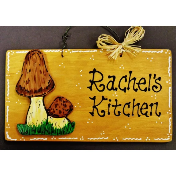 Mushroom Overlay Personalize Kitchen Name Sign Decor Wall Art Room Hanger Plaque