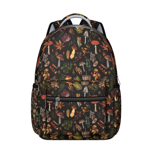 Mushroom Pattern College Backpack for Teens, Spacious Interior with Computer Pocket, Sturdy Material for School, Perfect Gift for Students Daily Campus Use