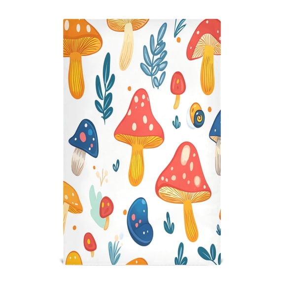 Mushroom Pattern Decorative Waffle Towel Kitchen Dishcloth 28x18in Multi-Use Tea Towel
